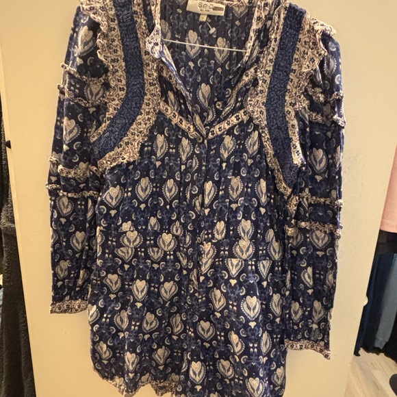 Blue Patterned Women's Romper - Picture 3 of 8